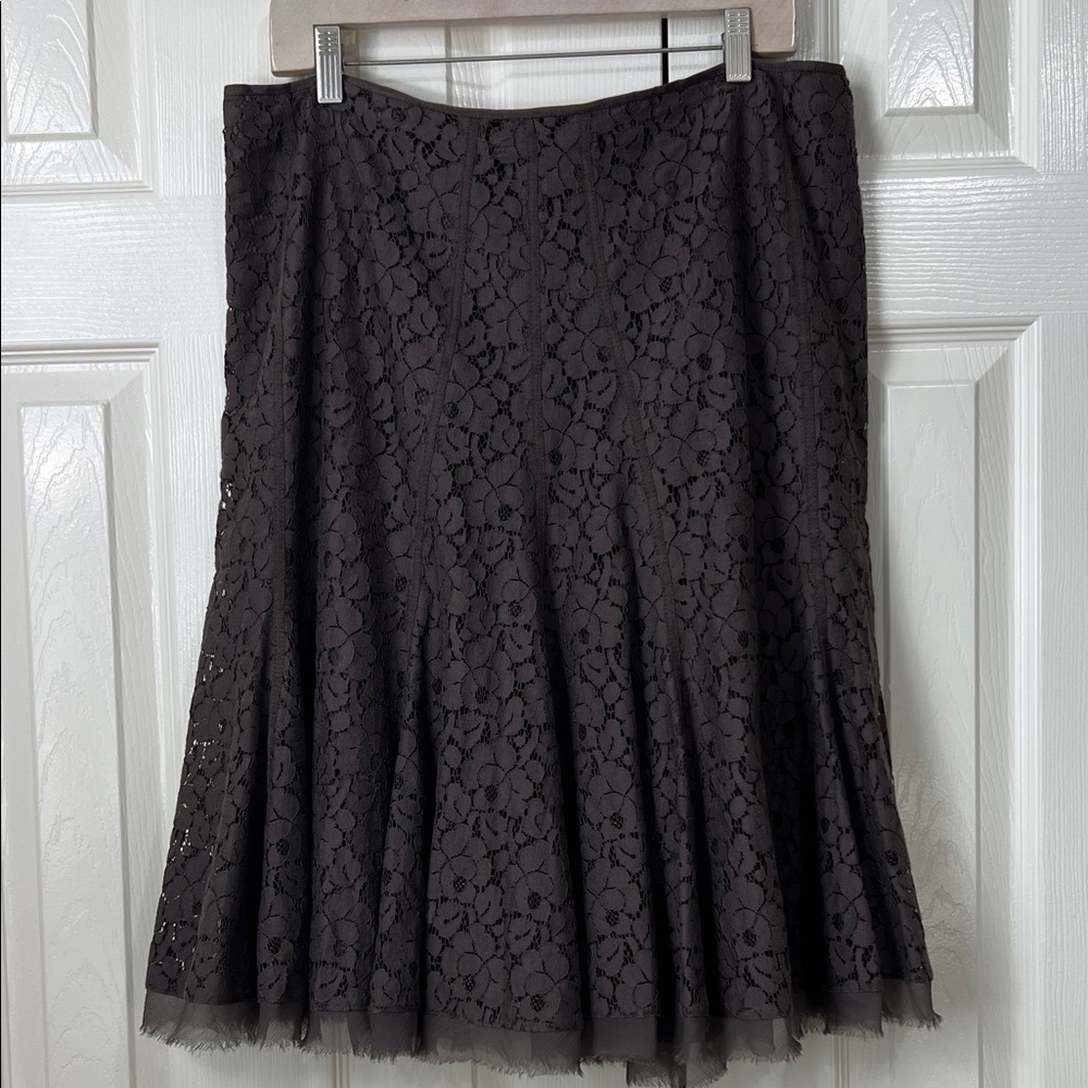 Tahari Brown Lace A-Line Skirt Sz 12